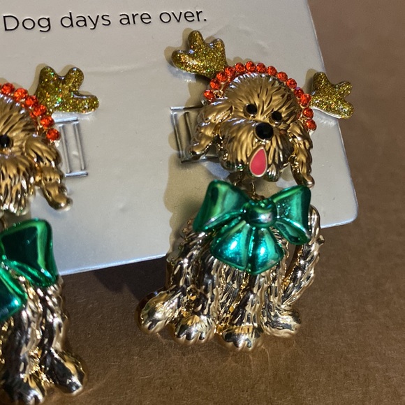 SUGARFIX by BaubleBar Home for the Paw-lidays Earrings  NWT Labradoodle Dog Bow - Picture 6 of 6